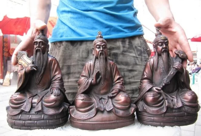 

Статуэтка Бога Цин Taoist из красной бронзы и меди, 3 шт., 10 дюймов, 25 см