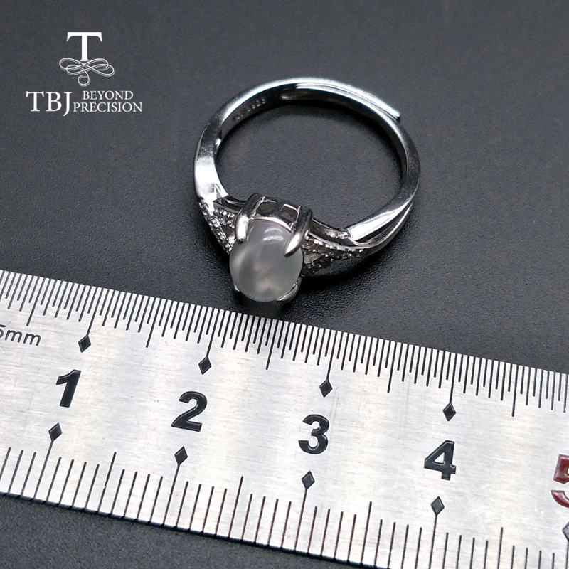 TBJ новый стиль простое маленькое кольцо натуральный драгоценный камень белый