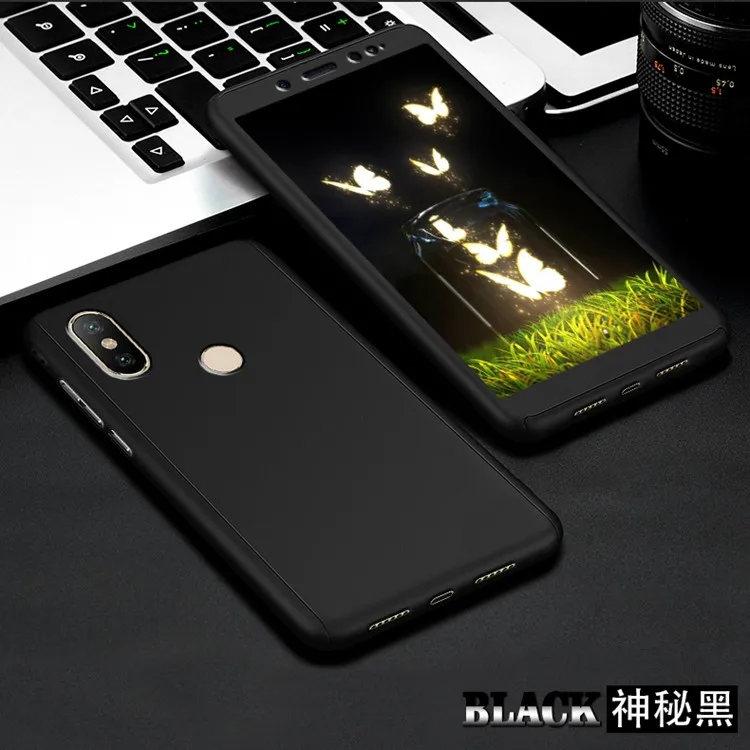 Xiaomi Redmi Note 6 Pro 360 Degree Full Protection Hard Plastic Case With Tempered Glass Global Version |