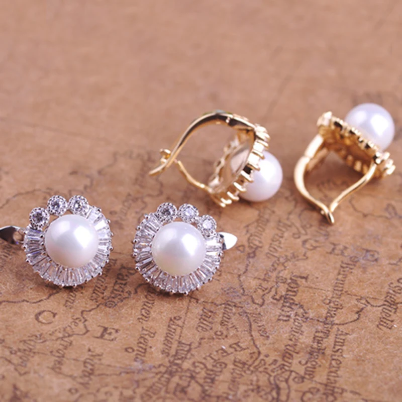 Женские серьги пусеты MECHOSEN элегантные золотого цвета с искусственным жемчугом и