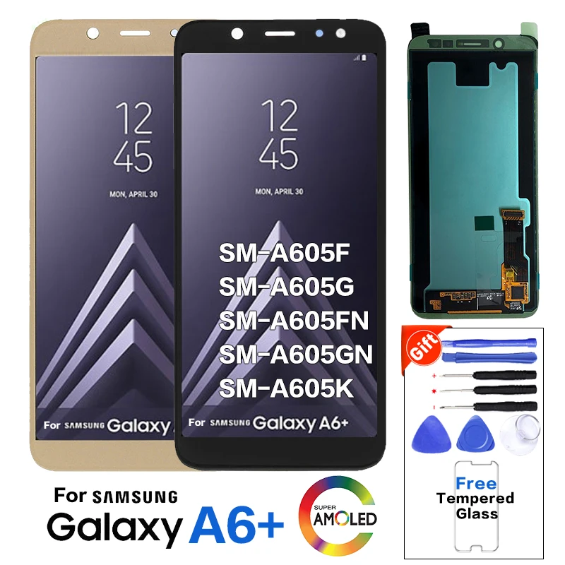 Amoled ЖК-дисплей для samsung Galaxy A6+ A605 SM-A605F дисплей ЖК-экран Замена SM-A605FN A605G A605GN ЖК-дисплей
