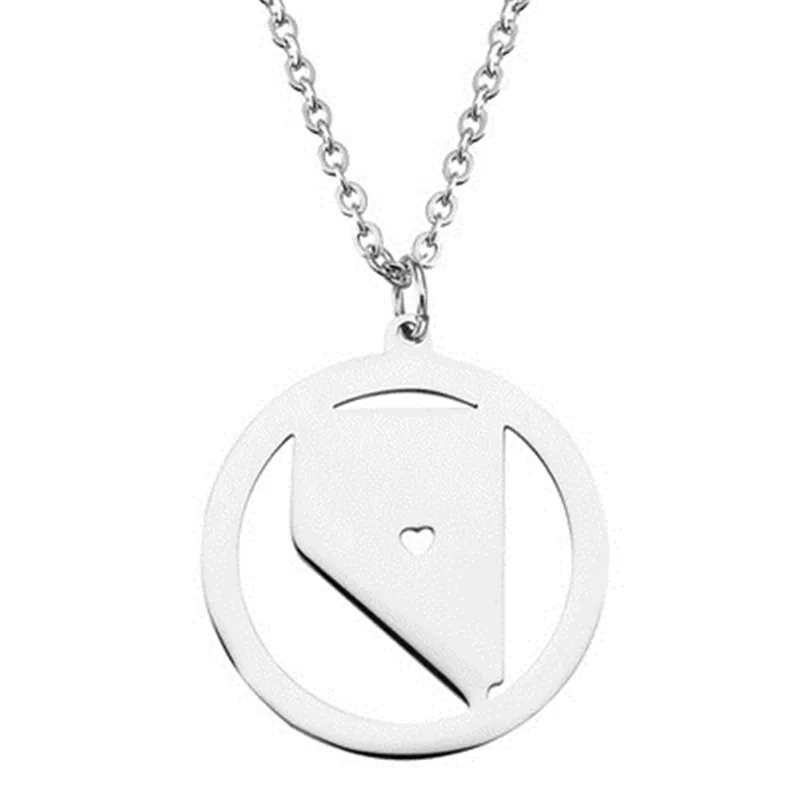 

2019 hot fashion new 304 stainless steel map necklace Nevada pendant American tag female jewelry
