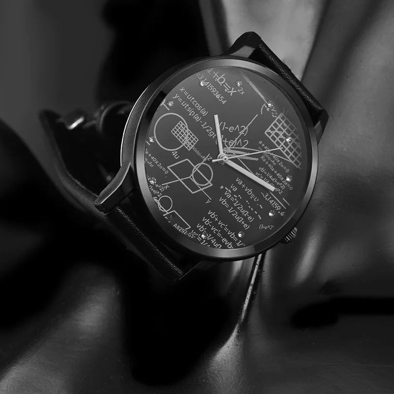 Мужские часы с кожаным ремешком Классические кварцевые наручные длина