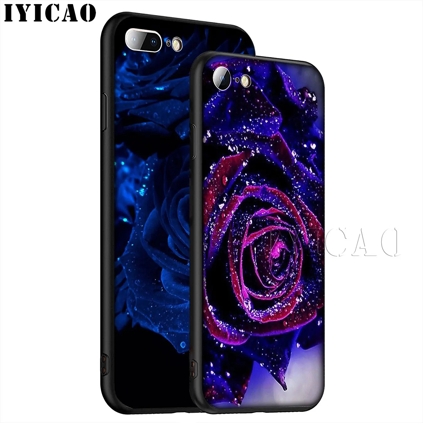 IYICAO Rose flower Soft Silicone Phone Case for iPhone XR X XS 11 Pro Max 6 6S 7 8 Plus 5 5S SE 10 TPU Black Cover |