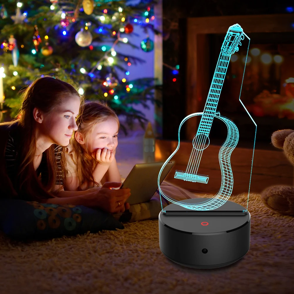 Новая музыкальная гитара Стиль 3D светодиодный ночник Иллюзия Новинка Настольная