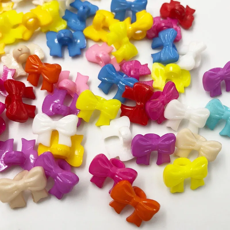

100PCS 14MM Bow backholes Resin Buttons Flatback DIY Crafts Children's Apparel Clothing Sewing Accessories PH283
