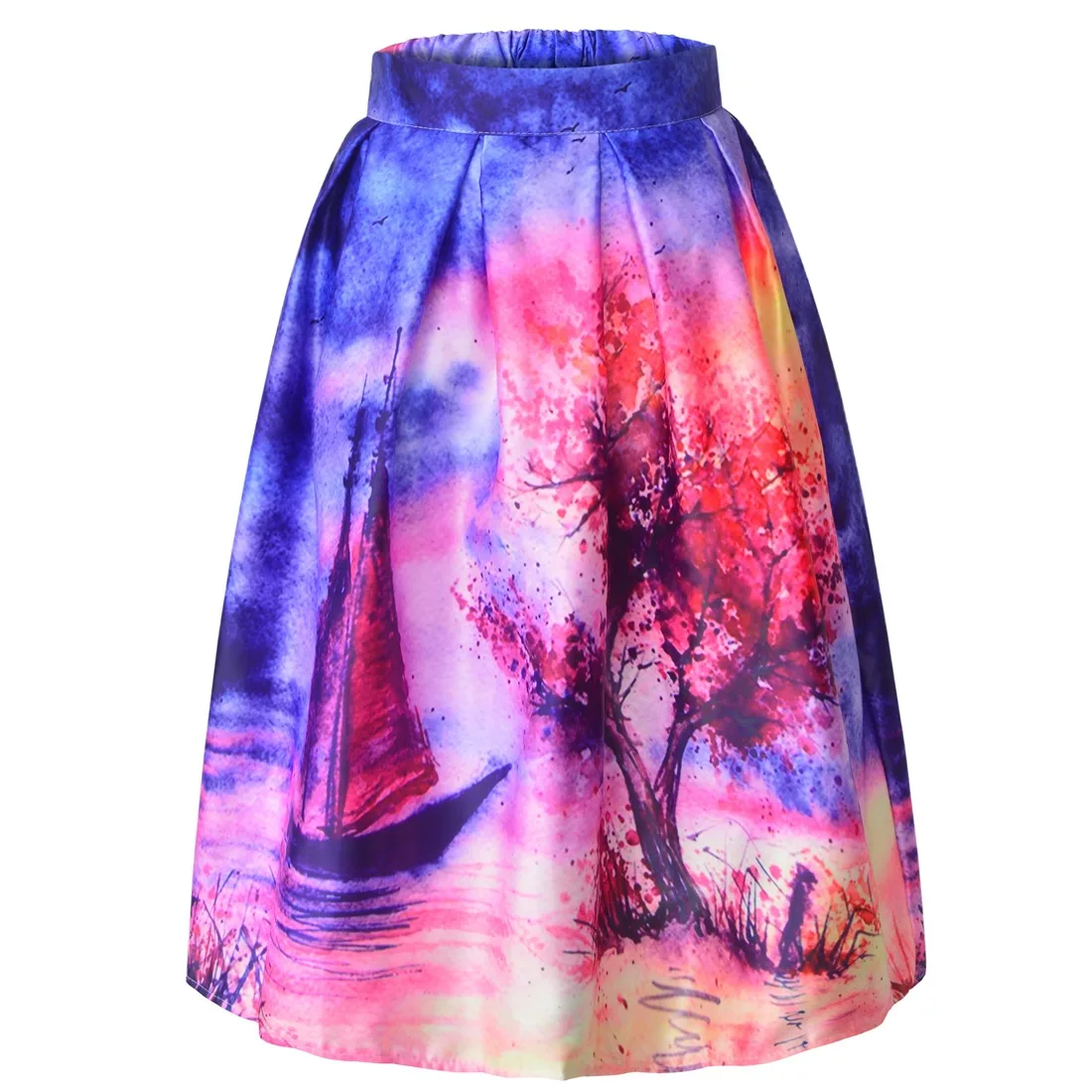 skirt Музыкальная заметка, Женская плиссированная юбка,, высокая талия, бальное платье средней длины, юбки для скейтеров, Saias, женские винтажные Юбки 50s 60 s, юбки для рокабилли, Saias - Цвет: skirt