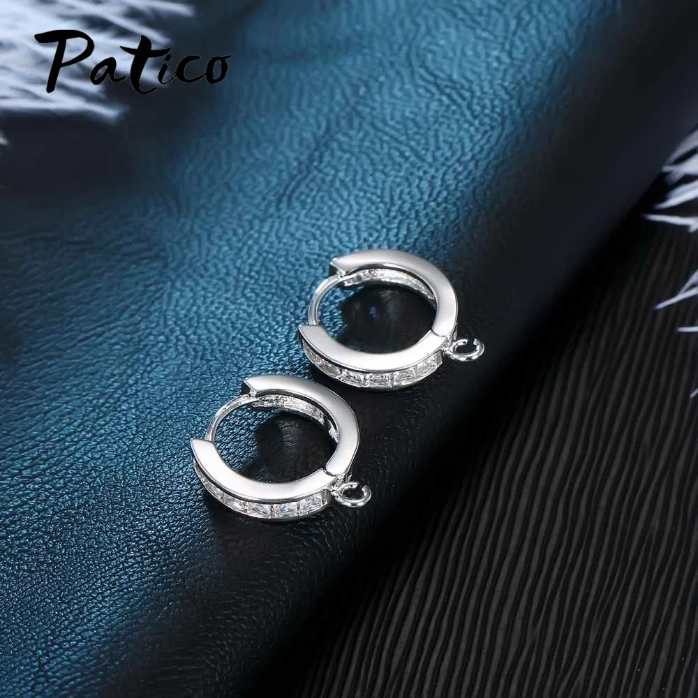 Серьги кольца с цирконием серебро 925 пробы|jewelry accessories|making jewelrycubic zirconia |