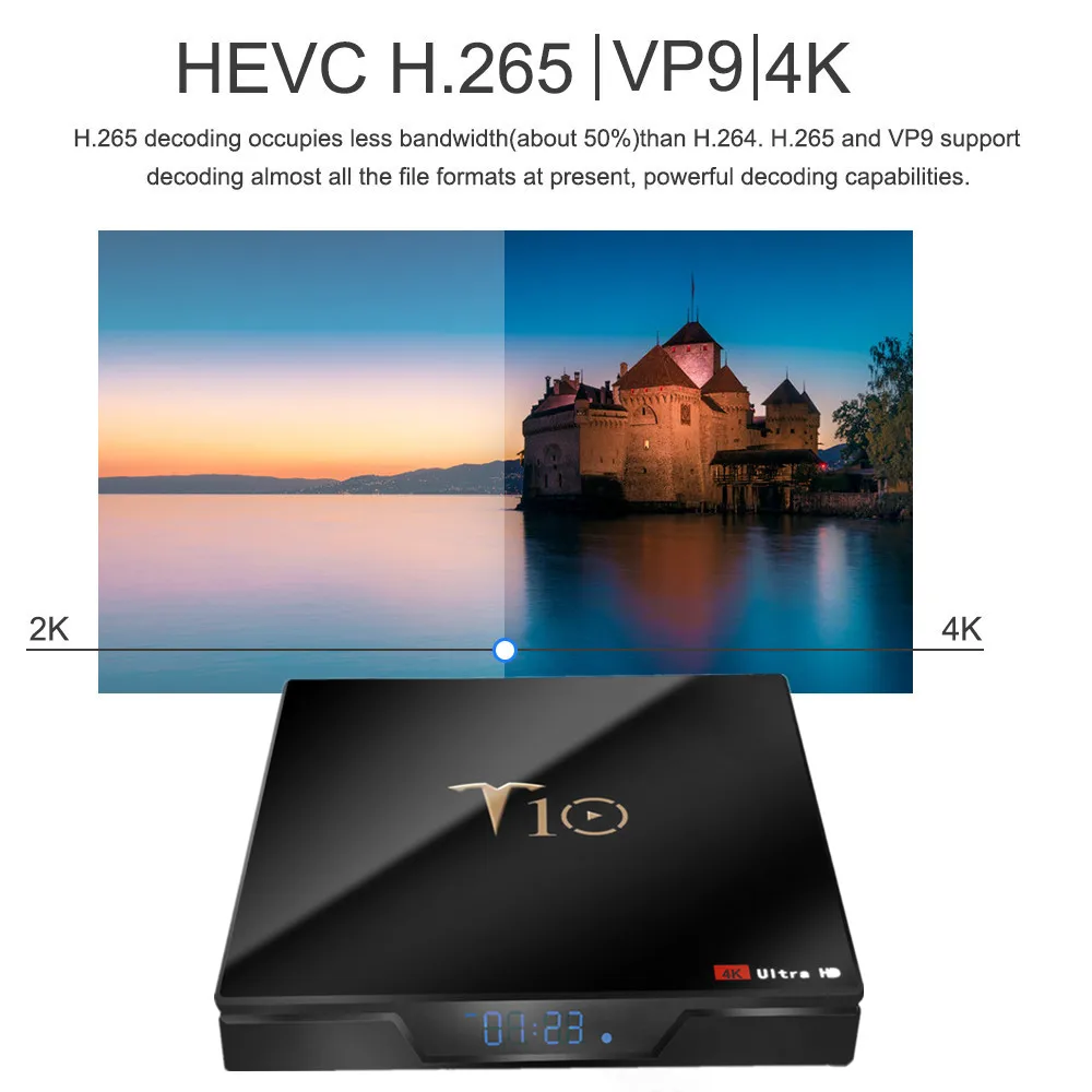 T10 ТВ-приставка Android 7 1 Amlogic S905W 2 Гб 16 четырехъядерный медиаплеер 4G Wifi 4K HDR10