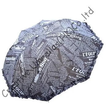 

Three fold umbrellas,hand open,parasol,sunshade,supermini,arced umbrellas,lacing,English newspaper design,pocket parasol