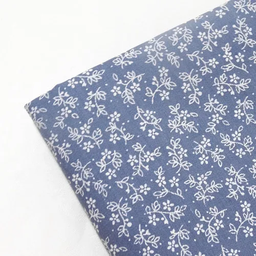 06 Fabric Skin-friendly Cotton Twil Blue Print Flower for Sewing Home Textile Child Dress Making Woven Soft Fabric By Half Meter - Цвет: 06