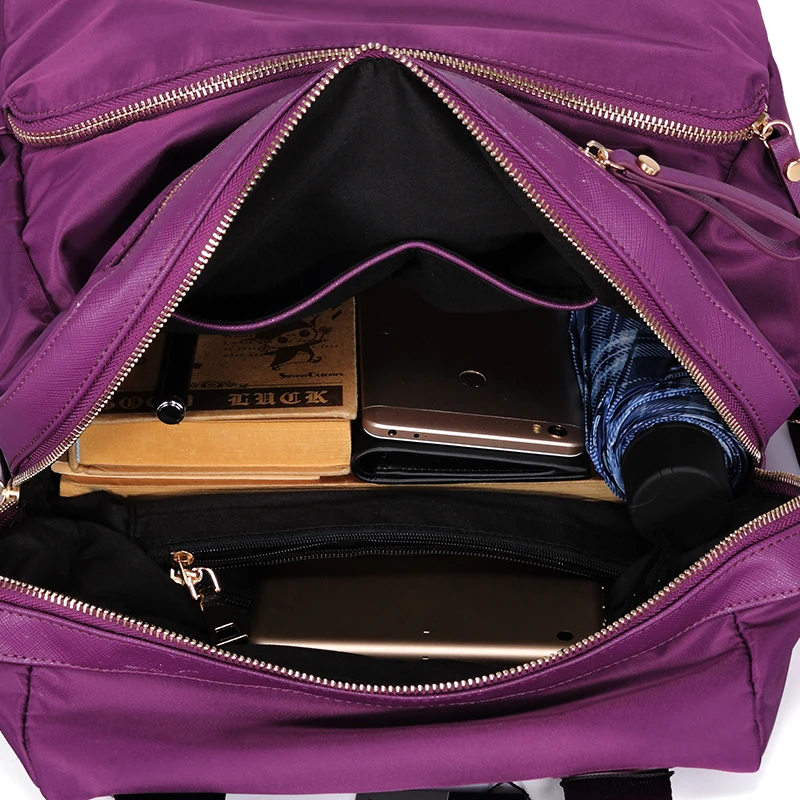 Kangrow нейлон Для женщин Повседневное Daypacks фиолетовый рюкзак сплошной рюкзаки Mochila