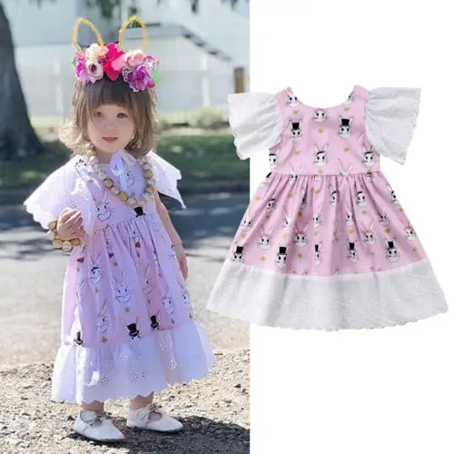 Новинка 2018 детское платье с кроликом для девочек милое кружевное платье-пачка