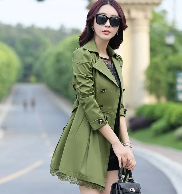 autumn/spring women's clothing coat outerwear jacket european slim lace design M-3xl size 8 color | Женская одежда