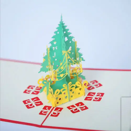 Счастливого Рождества ручной работы с рождественской ёлкой 3D Pop Up складной Новый