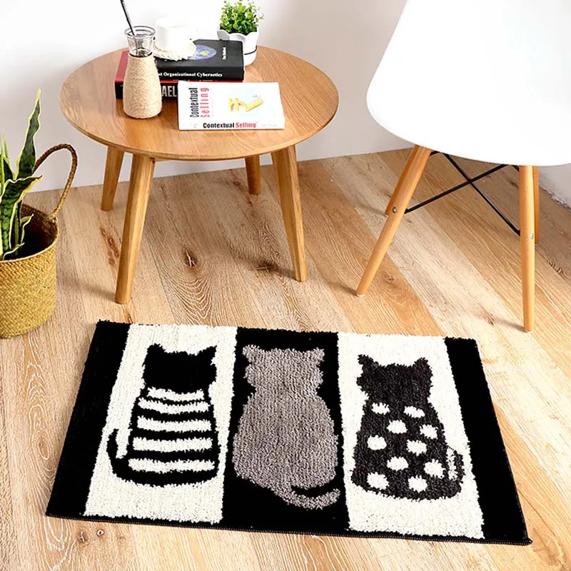 Мягкий Пушистый черный и белый котенок Hello дизайн ванная комната Коврик