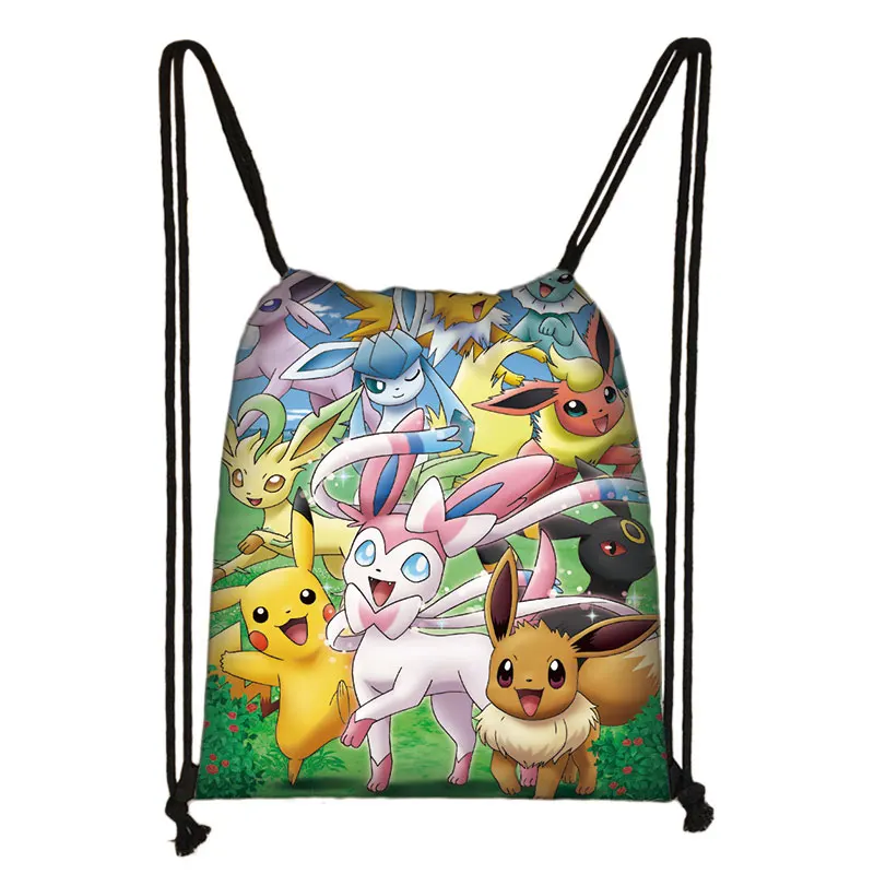 Покемон хаунтер Eevee Bulbasaur 3D мультфильм рюкзак мешок с кулиской Повседневная обувь для мальчиков и девочек рюкзак на шнурке сумки