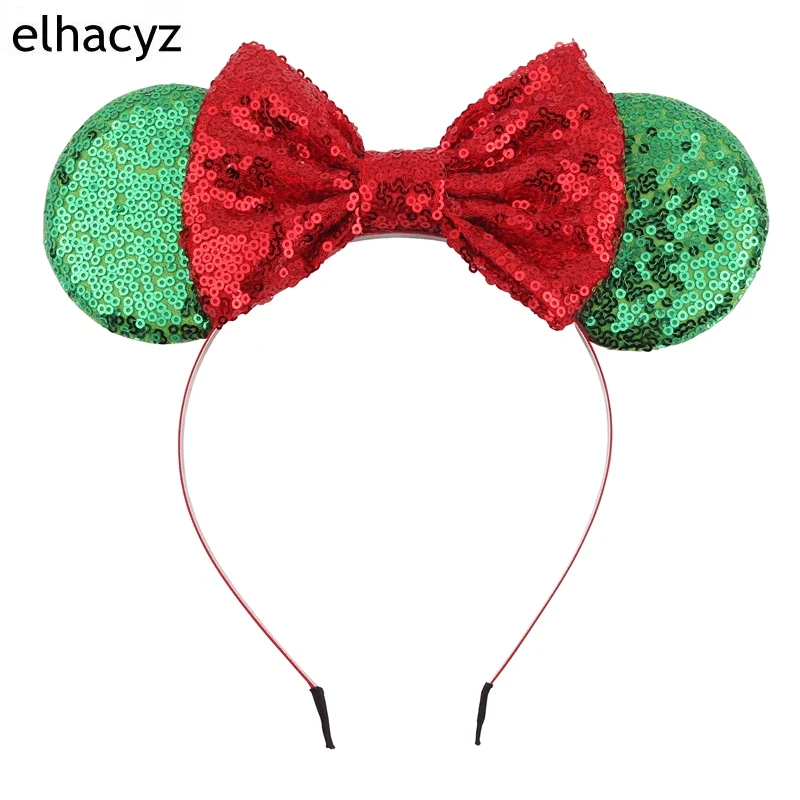 

Retail 1PC Big Sequins Ears Headband For Girls Glitter Handmade 5'' Bow With 3'' Ear Hairwear Kids DIY Hair Accessories
