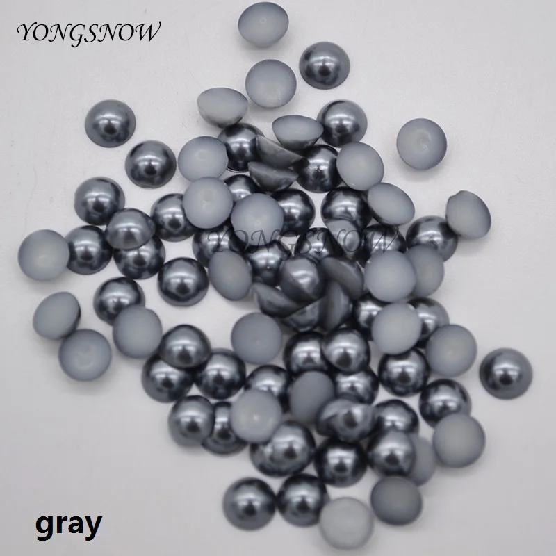 gray 200Pcs/lot 6mm Multicolor Acrylic Imitation Beads Pearl Half Round Flatback Bead Wedding Party Decor DIY Nail Art Decorate75z - Цвет: gray