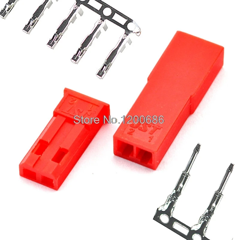 

JST Connector Plug 2pin 2.54mm JST 2-Pin Female & Male Red Plug Housing Crimp Terminal Connector Kit