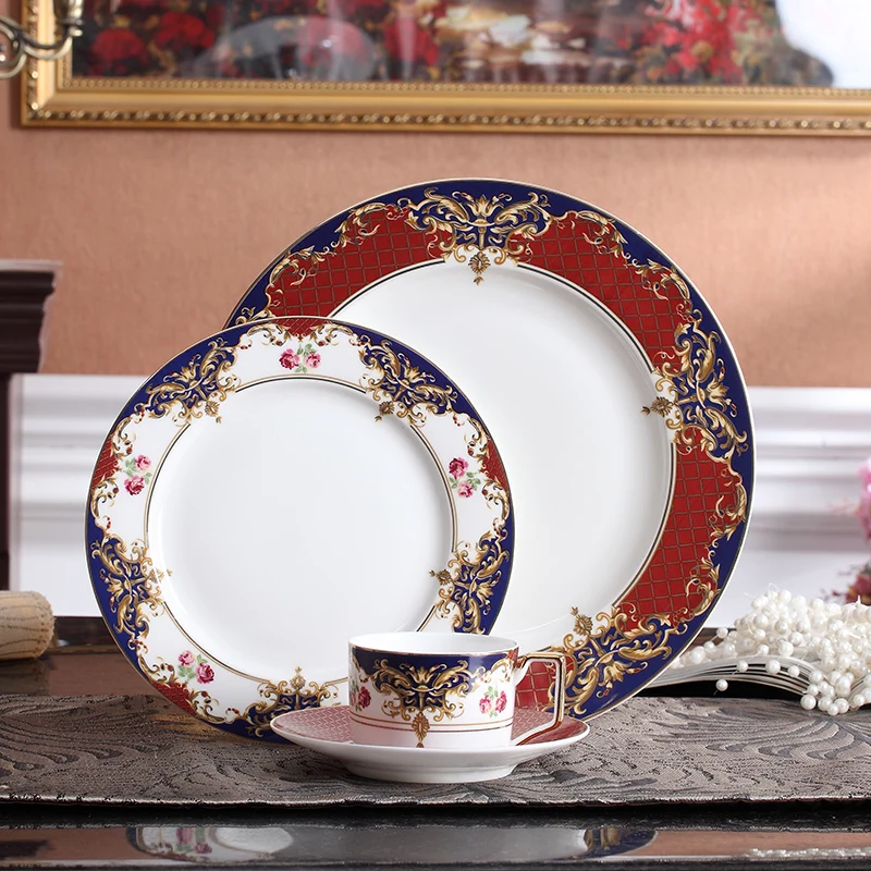 Пищевые тарелки кофейная чашка блюдца набор из костяного фарфора обеденные