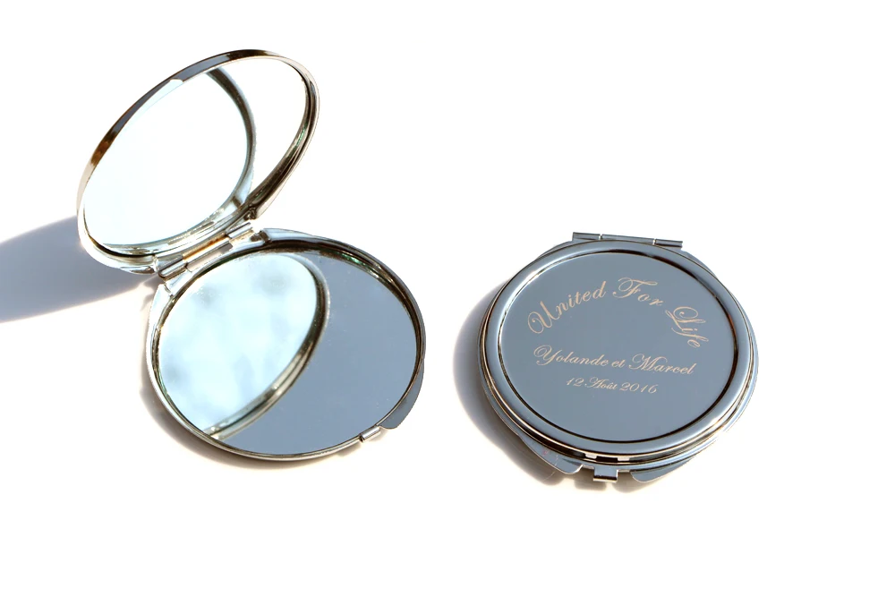 Персонализированное компактное зеркало с бесплатной гравировкой косметическое