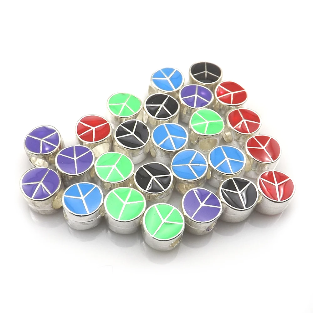 Fashion peace symbol enamel alloy alphabet charm beads fit Pan style bracelet 200pcs/lot wholesale findings free ship | Украшения и