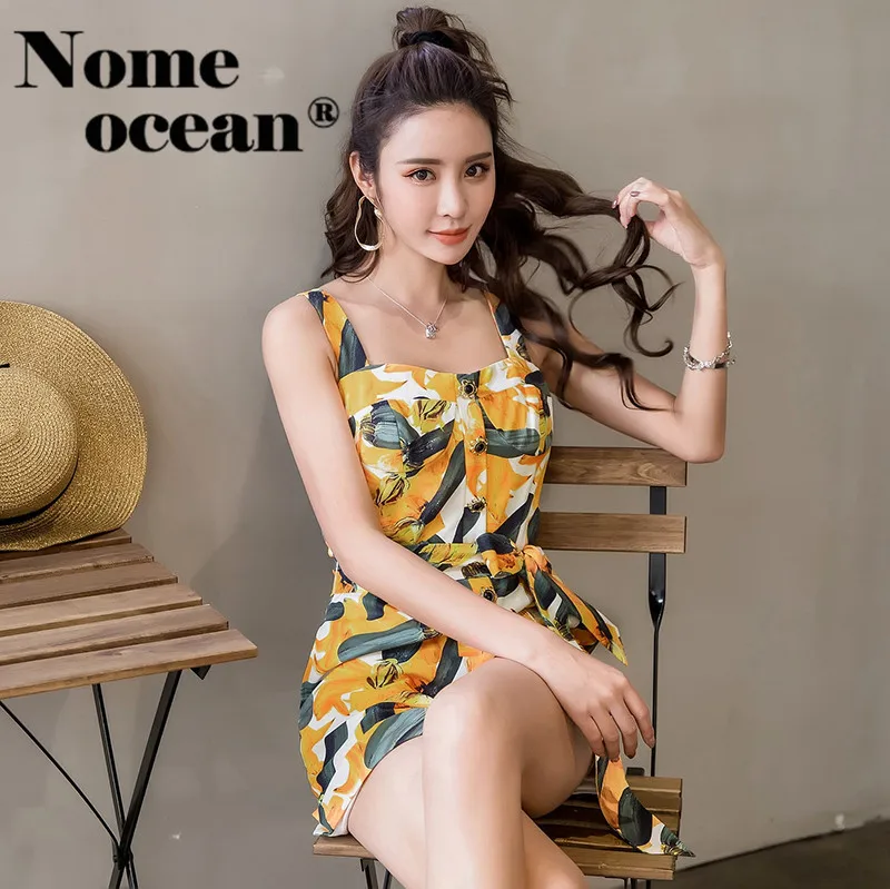 Single Breasted Button Women's Jumpsuits Spaghetti Strap Women Shorts Playsuits 2018 Summer Belted Short Jumpsuit M18042605 | Женская