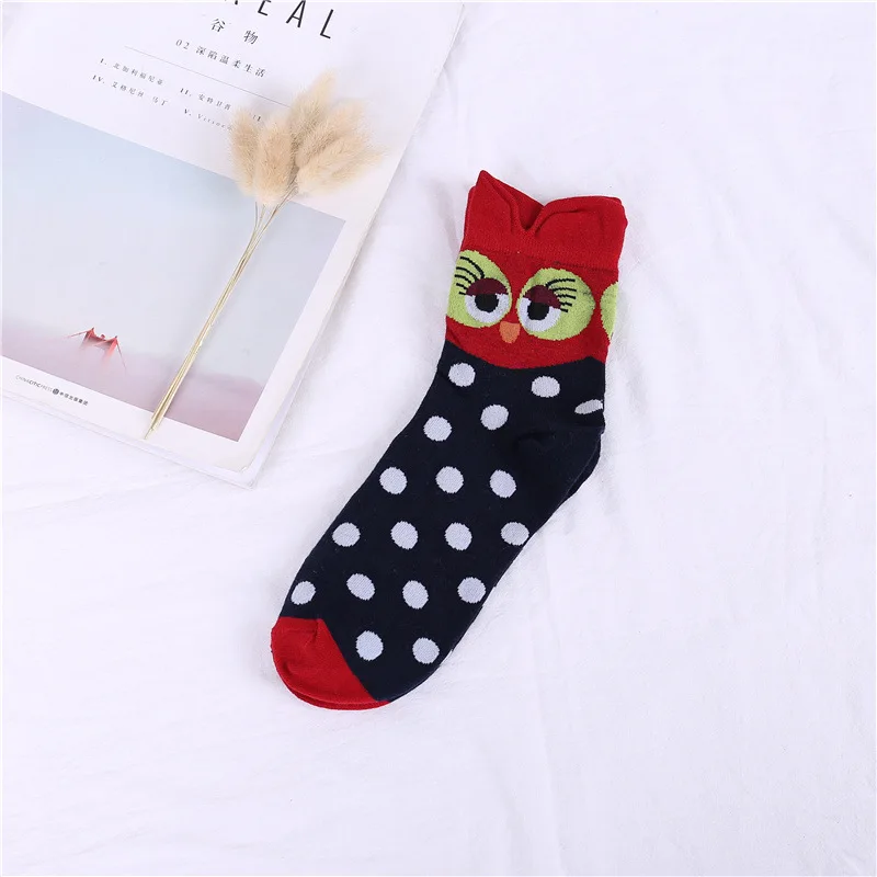 Популярные женские хлопковые носки с забавным рисунком в виде совы модные