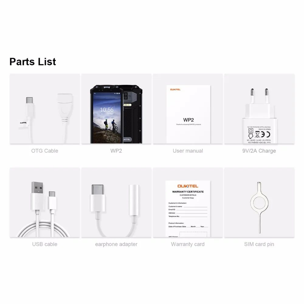 Ударопрочный смартфон OUKITEL WP2 4 ГБ+64 ГБ MT6750T восемь ядер 6 дюймовый дисплей 18:9 10000