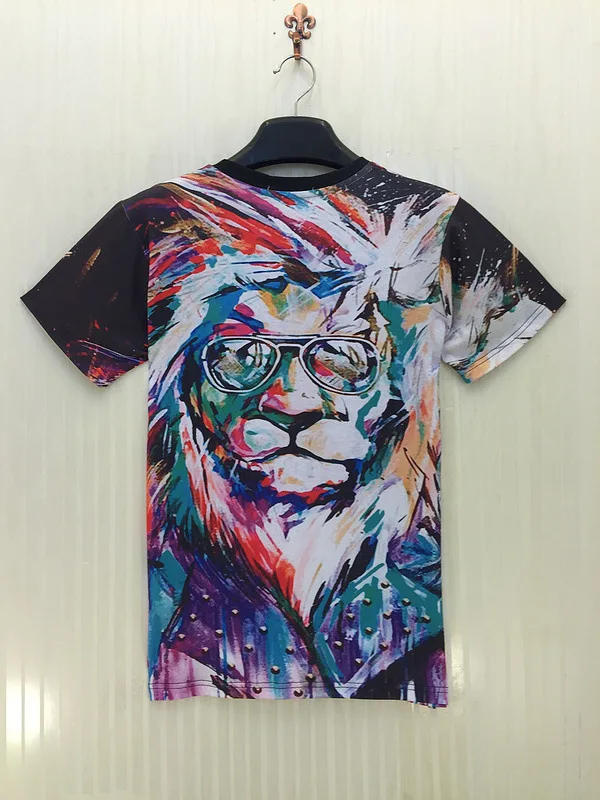 Мужские Топы И Футболки очки лев печать 3D футболка Летняя мода короткий рукав o
