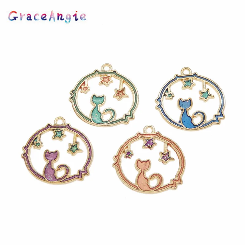 Цепочка с подвеской в виде голубого кота и звезды|Подвески| |