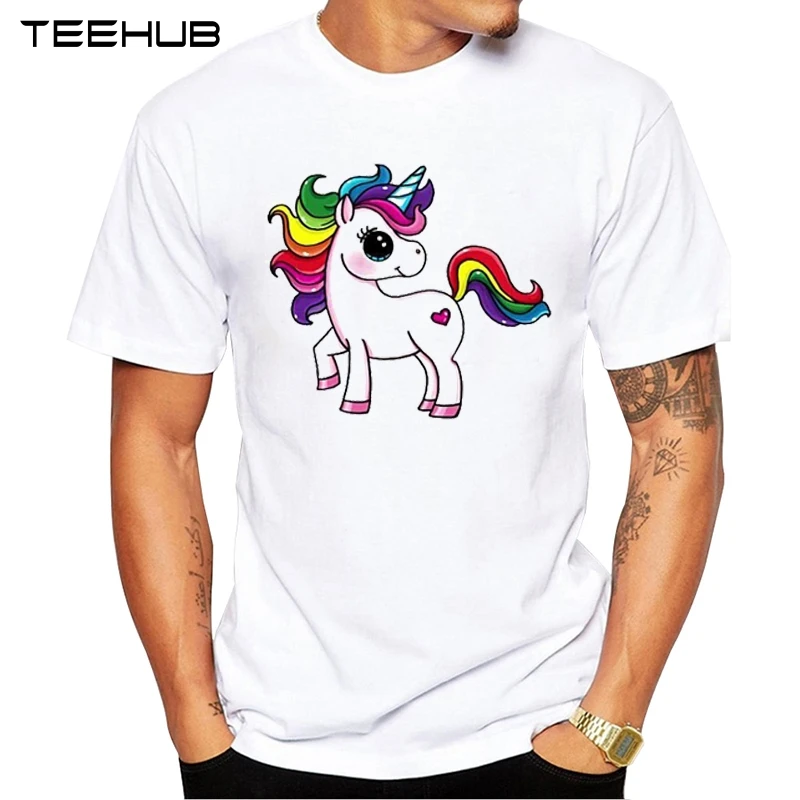 Мужская модная красочная футболка TEEHUB с коротким рукавом рисунком радужной