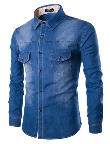 ZOGAA Men Long Sleeve Denim Shirt Mens Casual Dress Male Jean Shirts High Quality Street Wearing Hot Sale 2021 Mens Shirts