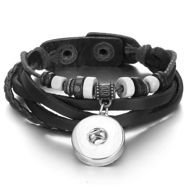 Мужской винтажный кожаный браслет с кнопками 18 мм|bracelets for|button braceletsnap button bracelet |