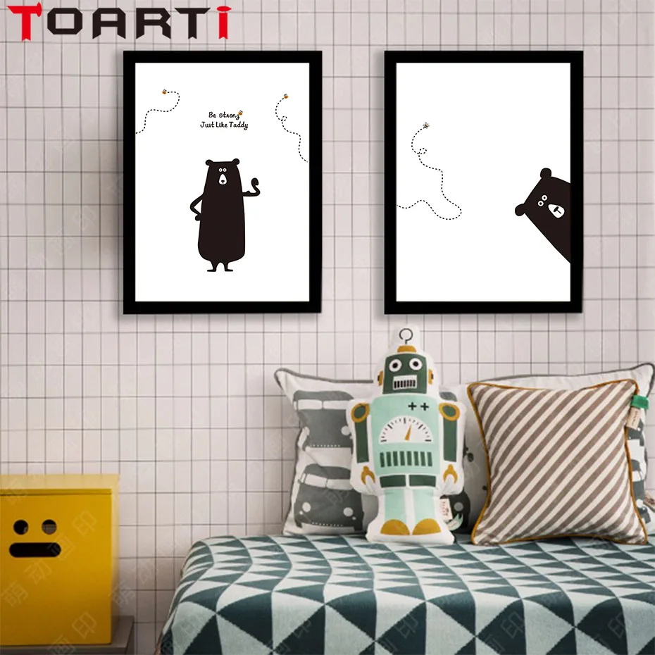 Минималистичный модульный Фотофон с рисунком черно белого животного медведя