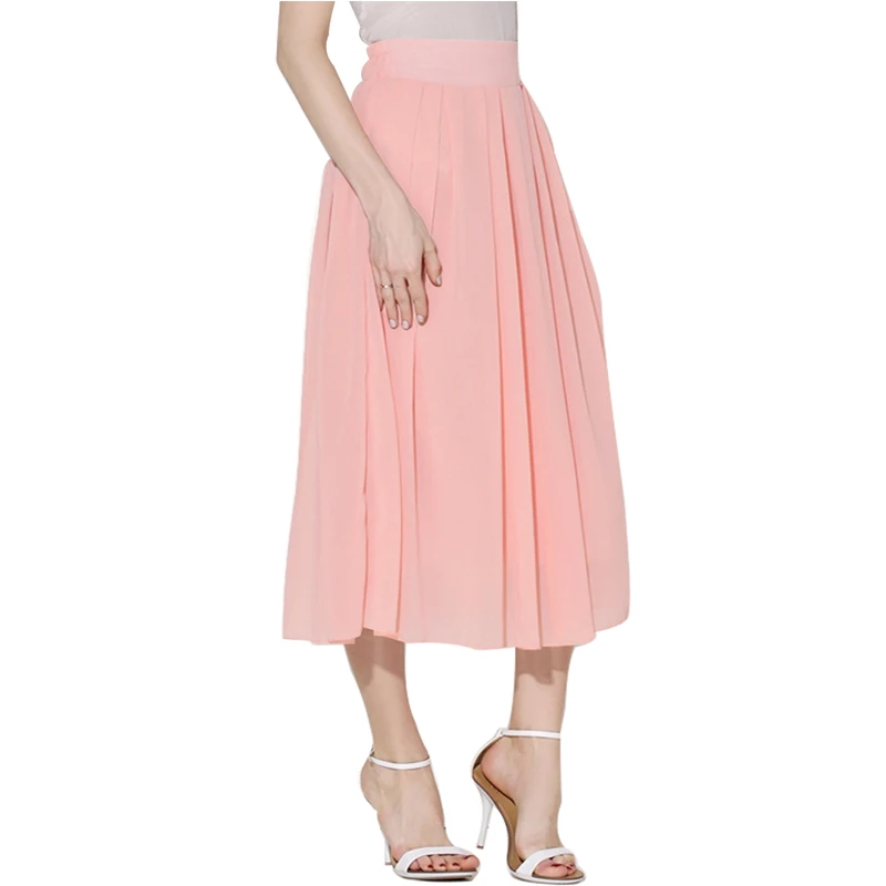 2017 летний новый стиль шифон юбки женщин высокой талии макси лето юбка упругие