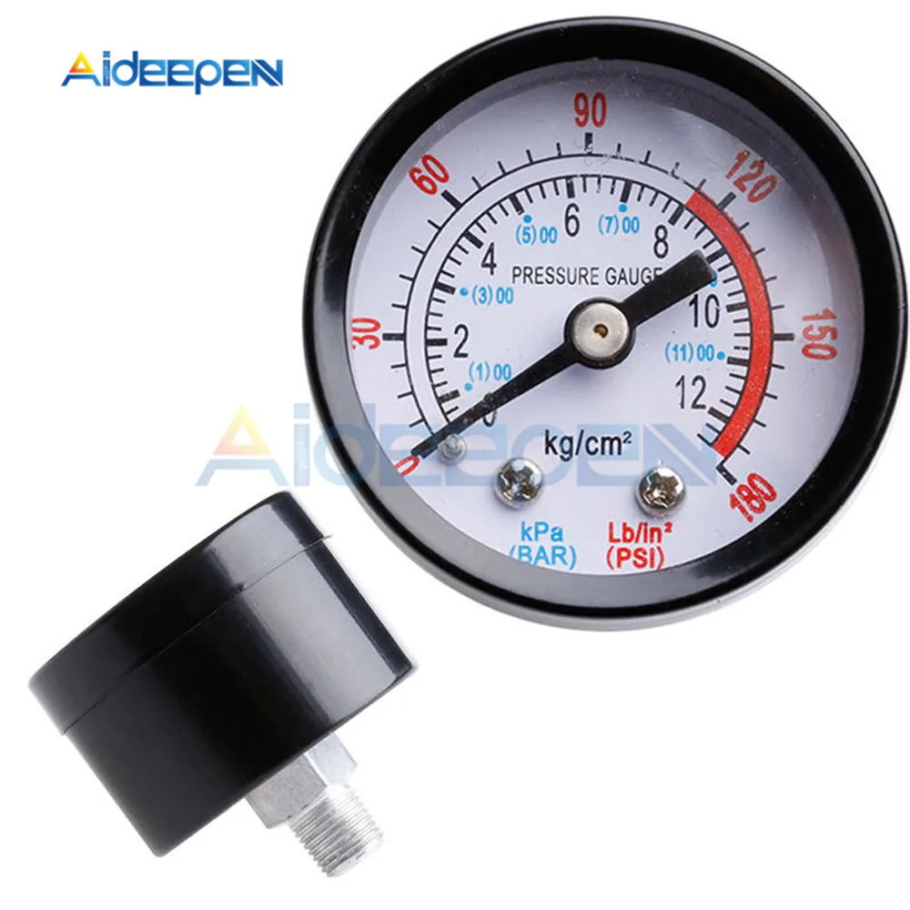 

Bar Air Pressure Gauge 1/8 BSP Thread 0-180 PSI 0-12 Manometer Double Scale For Air Compressor Iron Diameter about 40mm