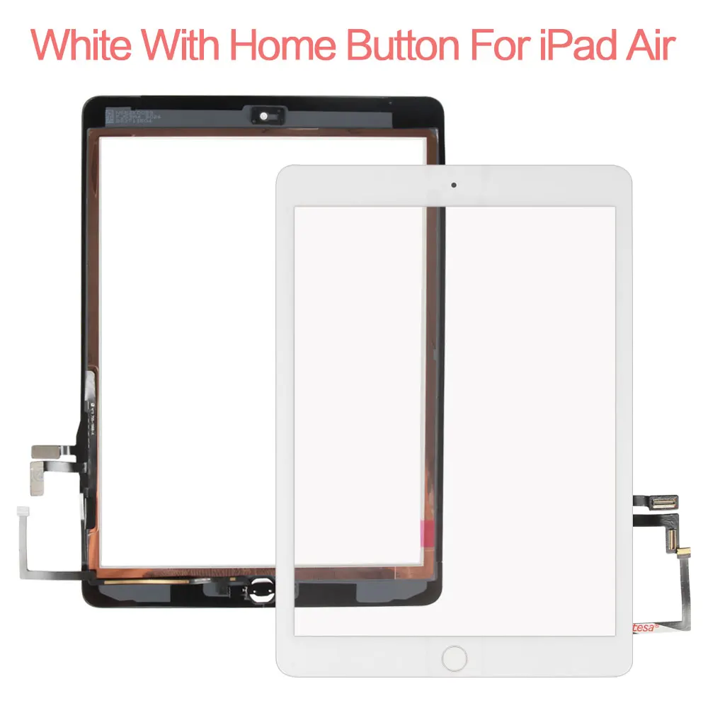 White with Button Сенсорный экран для iPad Air iPad 5 сенсорный экран Digitzer для iPad 5 iPad Air 1 экран стеклянная панель сенсор Кнопка Домой A1474 A1475 A1476 - Цвет: White with Button