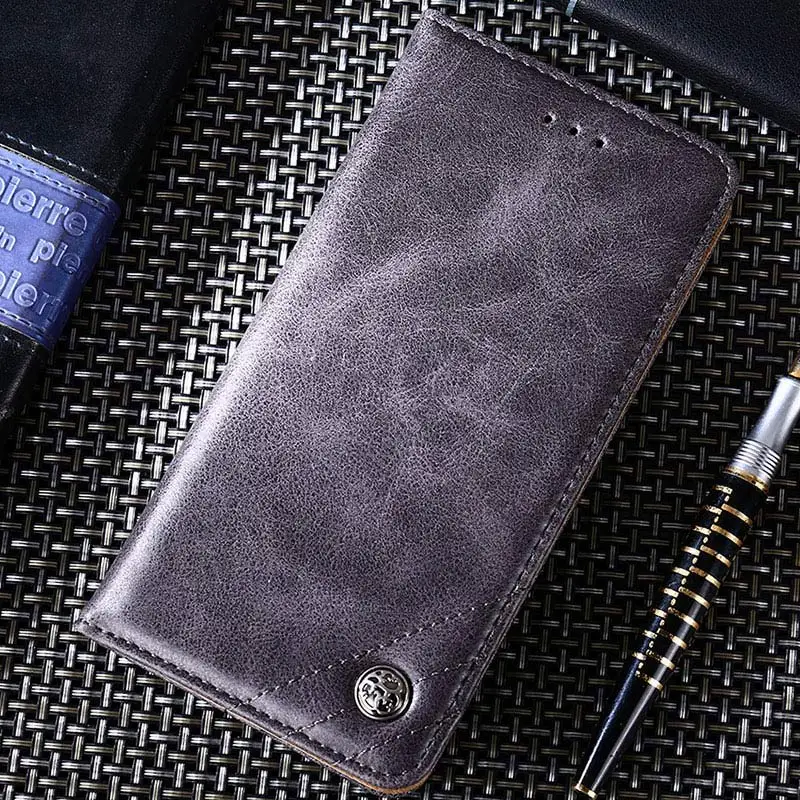gray Чехол для lg g6, Роскошный кожаный флип-чехол с подставкой и отделением для карт, винтажный деловой чехол для lg g6, чехол для телефона, без магнитов - Цвет: gray