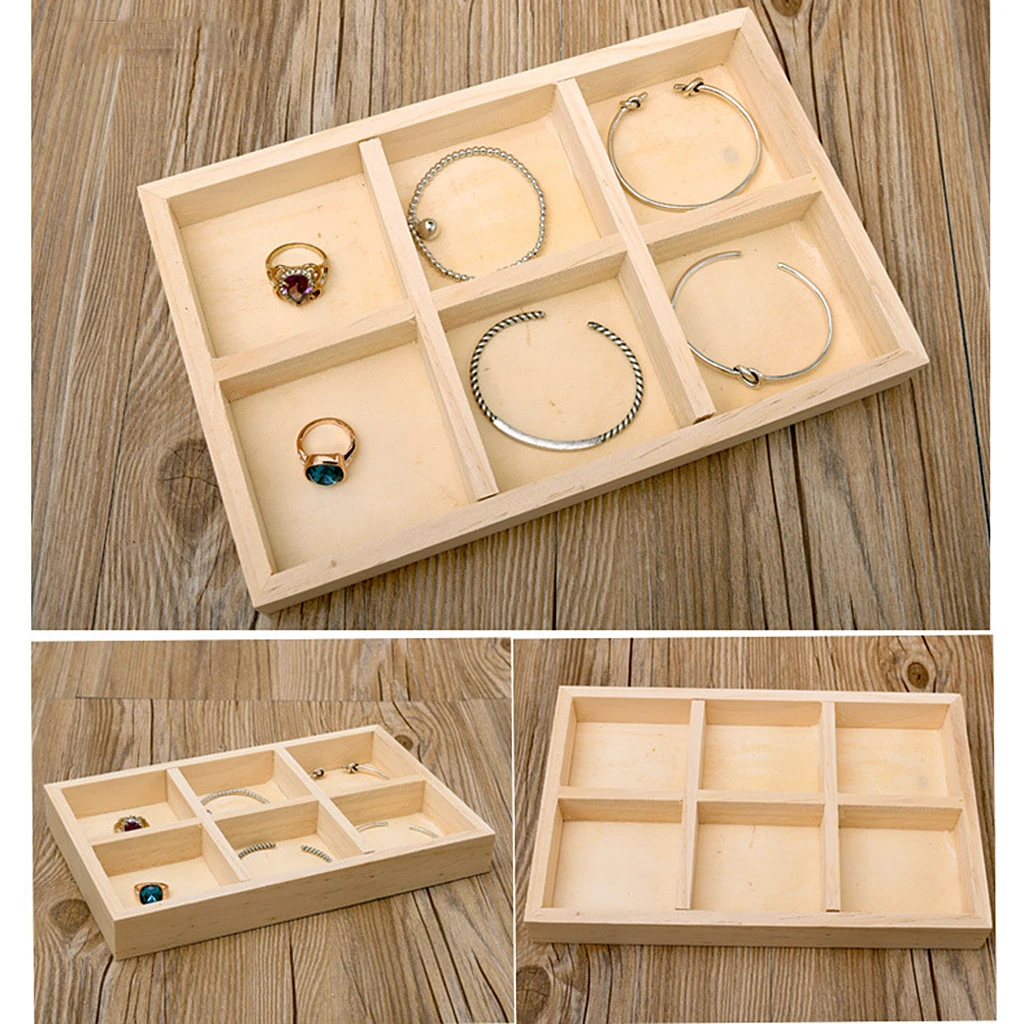 Unpainted Plain Wooden Tiny Tool Jewllery Storage Box 6 Grids Keepsake Gift | Украшения и аксессуары