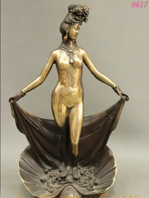 9 &quotКитайская Современная Художественная бронзовая Зубная фея голая богиня