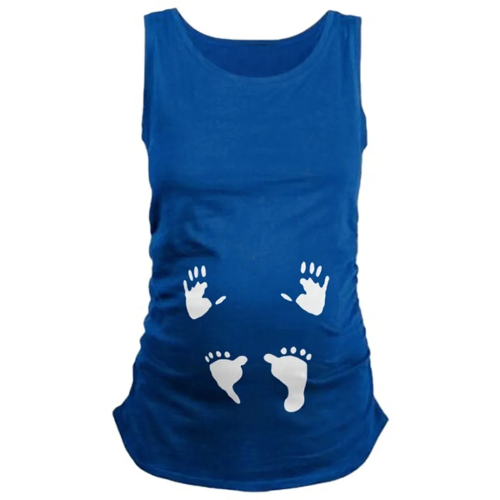 2019 Summer Maternity Blouse Cute Print O-Neck Sleeveless Pregnant Tops Vest Women Pregnancy Shirts Ropa Embarazada | Мать и ребенок