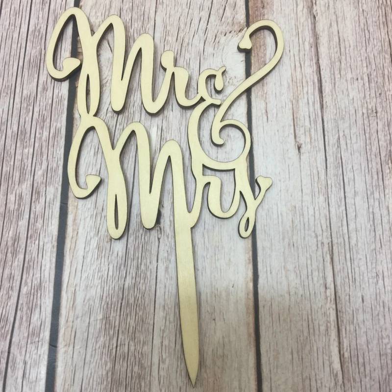

5pcs mr&mrs wood wedding cake topper