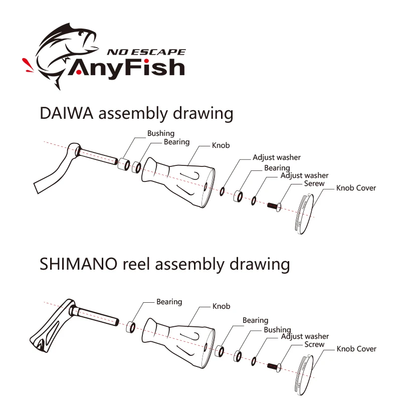 ANYFISH безынерционная катушка ручка для катушки для Shimano Stradic CI4 Curado Sedona Daiwa CR80 baitcasing катушка спиннинговые Катушки Снасти