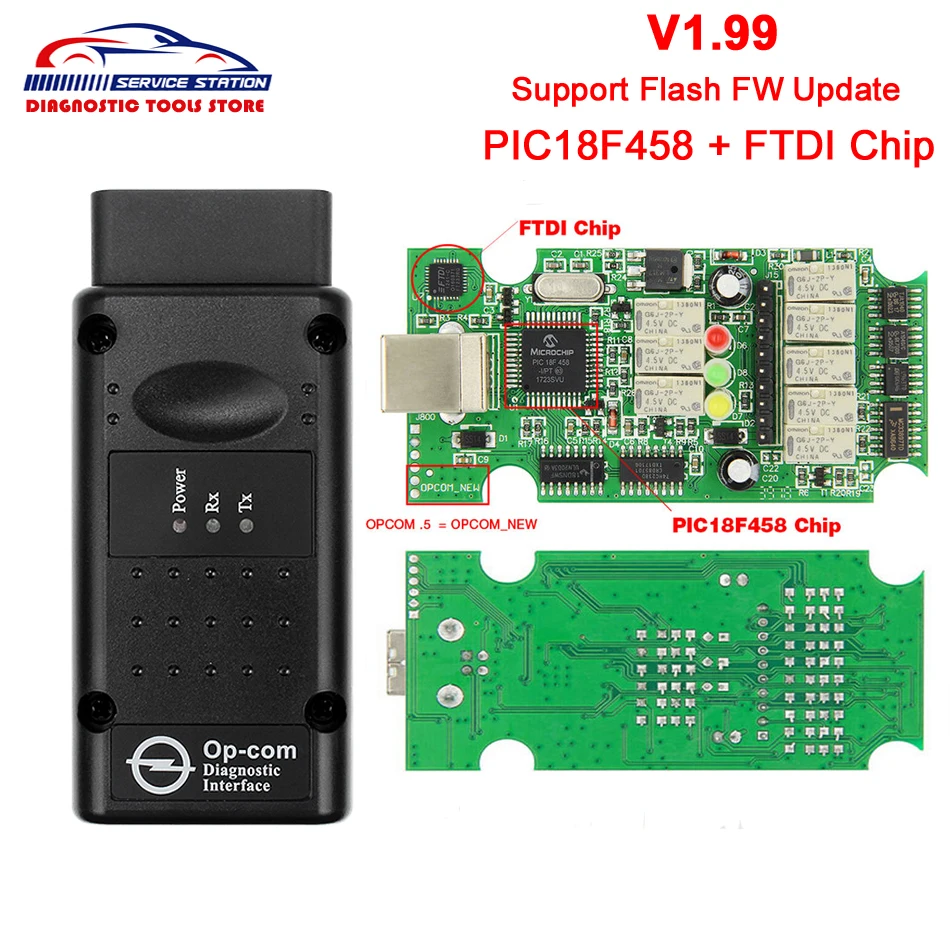 Лучшее Качество OP COM V1.99 с реальным PIC18F458 FTDI чип Прошивка может быть флэш-обновление OP-COM для Opel диагностический инструмент OPCOM