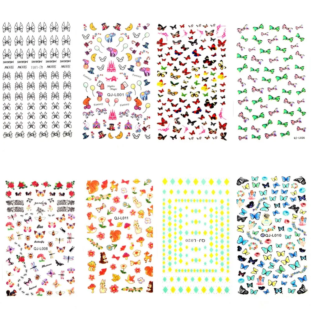 20 шт./компл. цветок ногтей Стикеры переноса воды Наклейка украшения DIY Клей Советы