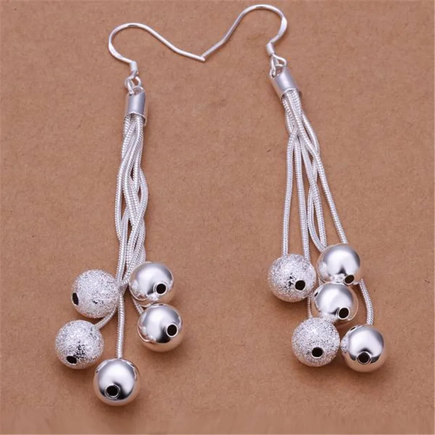 

Production Hot Charms Sales Free Shipping Silver 925 Plated Simple Earrings Classic Women Lady Cute Nice Silver Jewelry