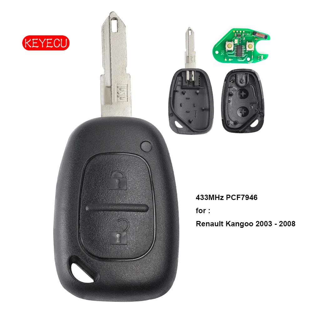 Пульт дистанционного управления Keyecu 2 кнопки 433 МГц PCF7946 для Renault Kangoo 2003 2008|buttons