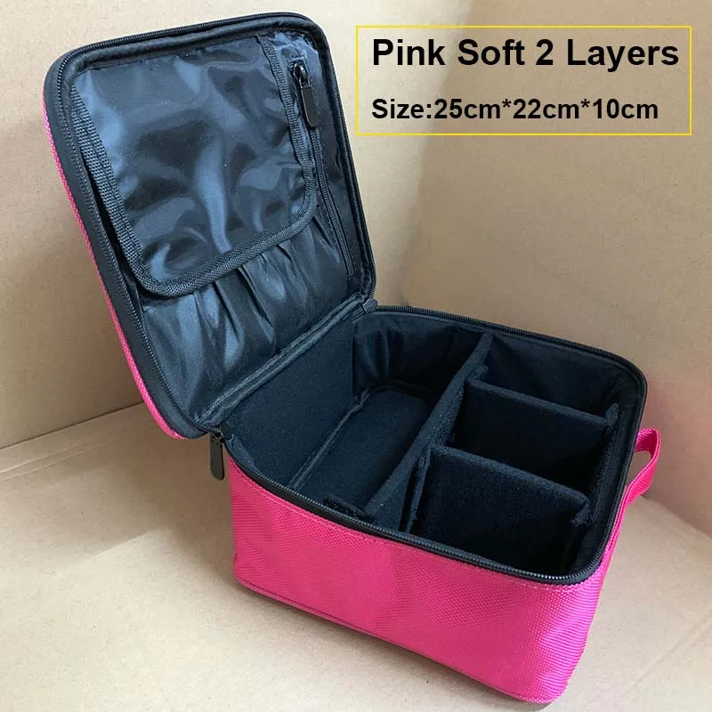 Pink Soft 2 Layers Женская модная косметичка для путешествий, органайзер для макияжа, профессиональная косметичка, косметичка, косметический чехол, косметичка - Цвет: Pink Soft 2 Layers